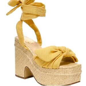 Sam Edelman Tula Desert Sun Squared Open Toe TieUp Wedge Block Heeled Size10 New